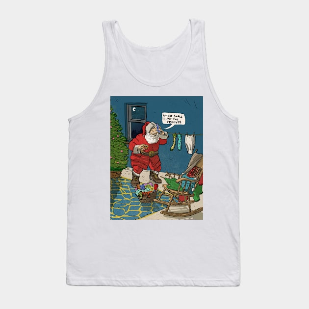 Funny Retro Santa Claus' Visit At Christmas Eve Tank Top by Wall-Art-Sketch